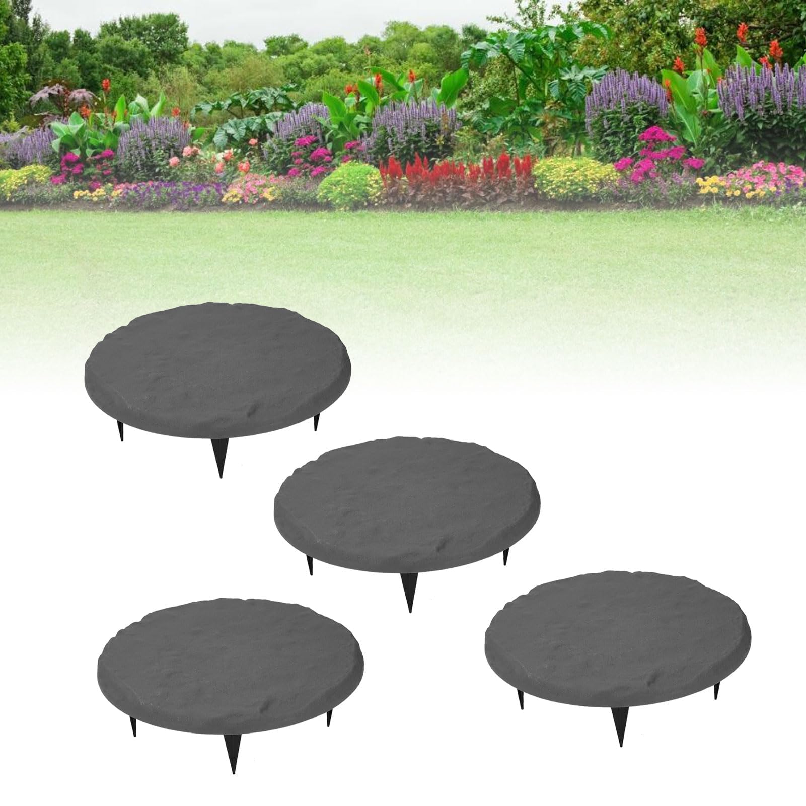 Lot De 4 Pierres De Marche D'extérieur Avec Piquets Pour Allées Ou