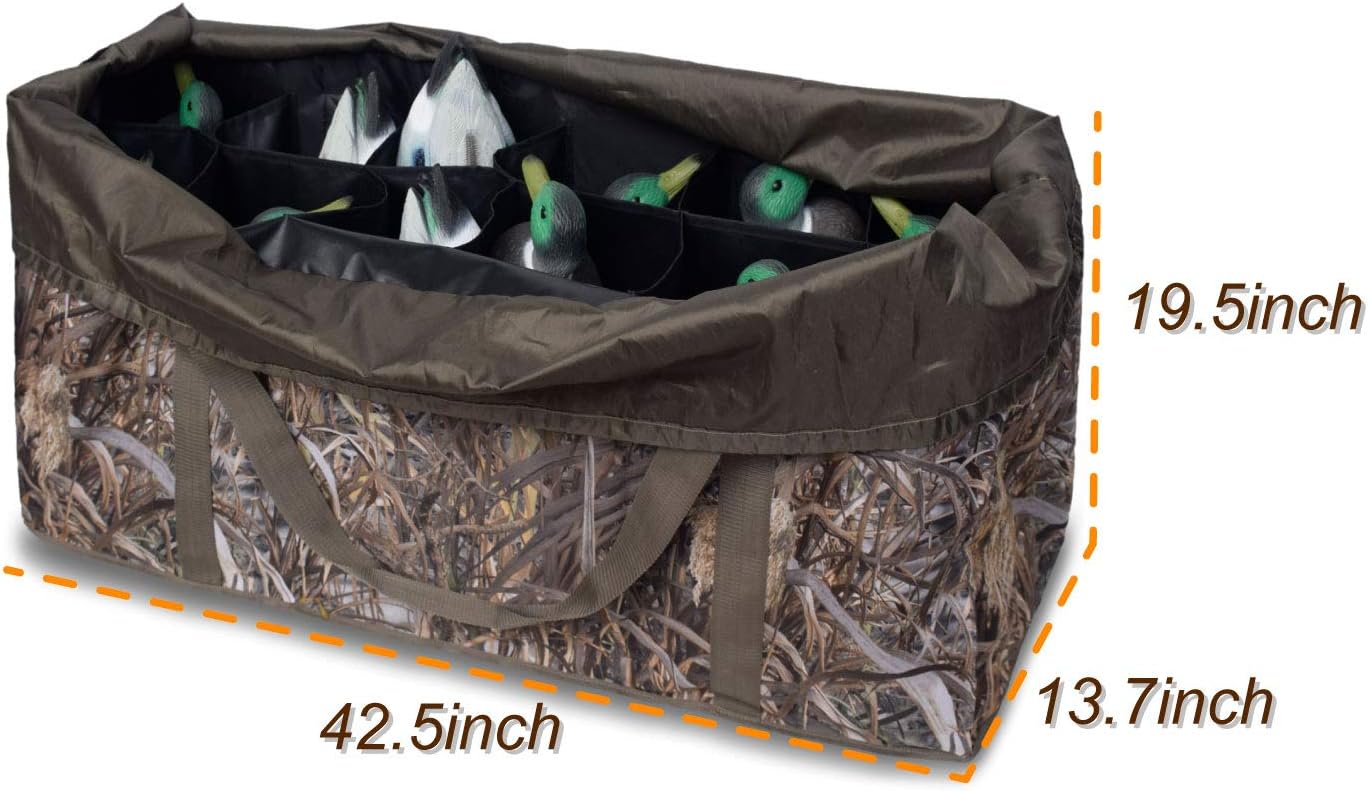 MYDAYS 12 Slot Duck Decoy Bag, Mid-Size Goose Decoy Bag, Hunting Gear, Duck Hunting Bag with Waterfowl Hunting Blind Camouflage Printing