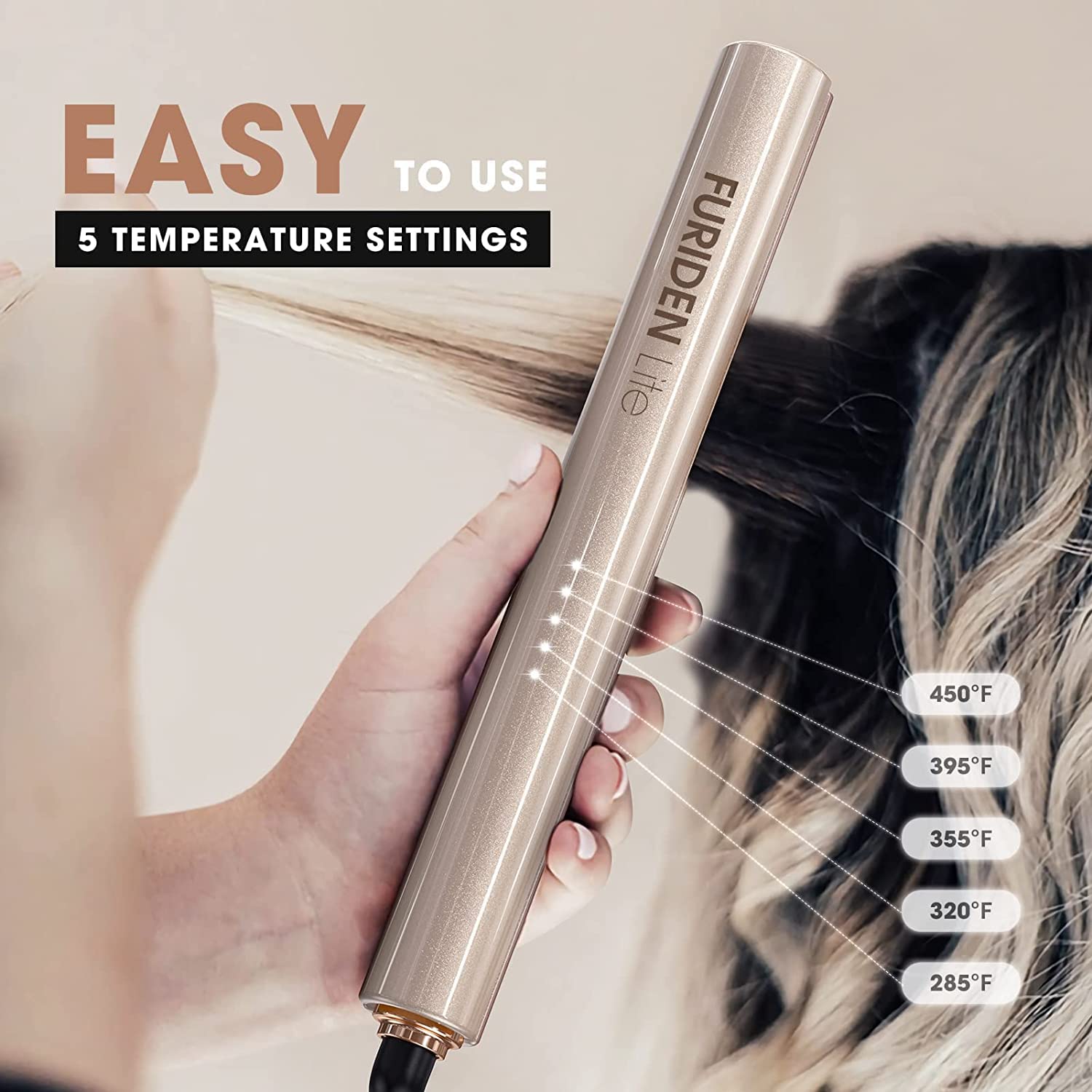 FURIDEN Lite Flat Iron Hair Straightener, Hair Straightener and Curler