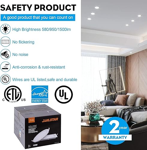 Miniatura 8 de Luz empotrable LED de 8 pulgadas con caja de conexiones, 1 paquete de iluminación LED empotrable ultrafina. Luz diurna de 6000 K, 18 W 110 V