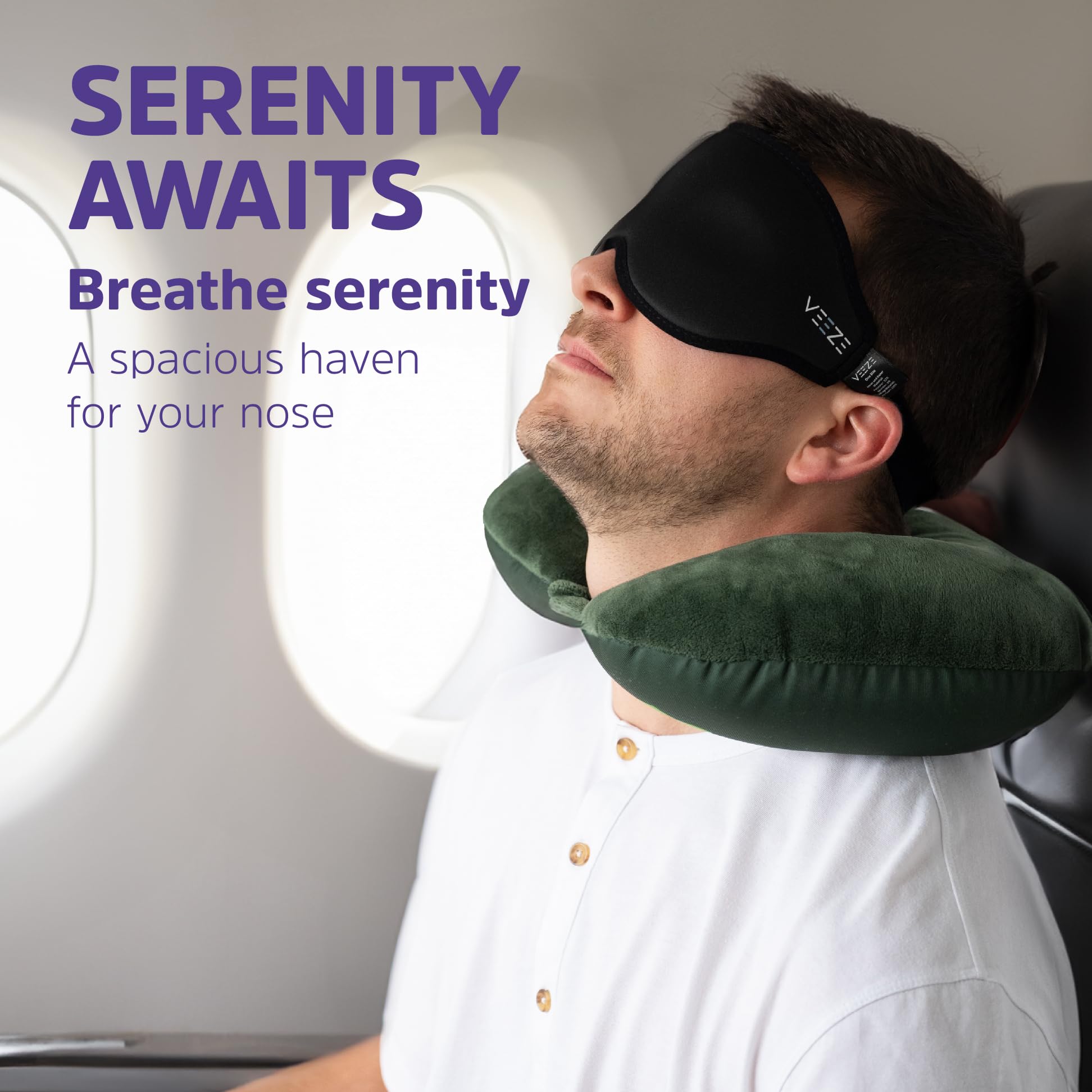 VEEZE Antifaz para dormir - Antifaz para dormir con solapa para la nariz - Máscara de ojos suave para dormir con correa elástica ajustable - Mascarillas para dormir para mujeres y hombres - Cubiertas
