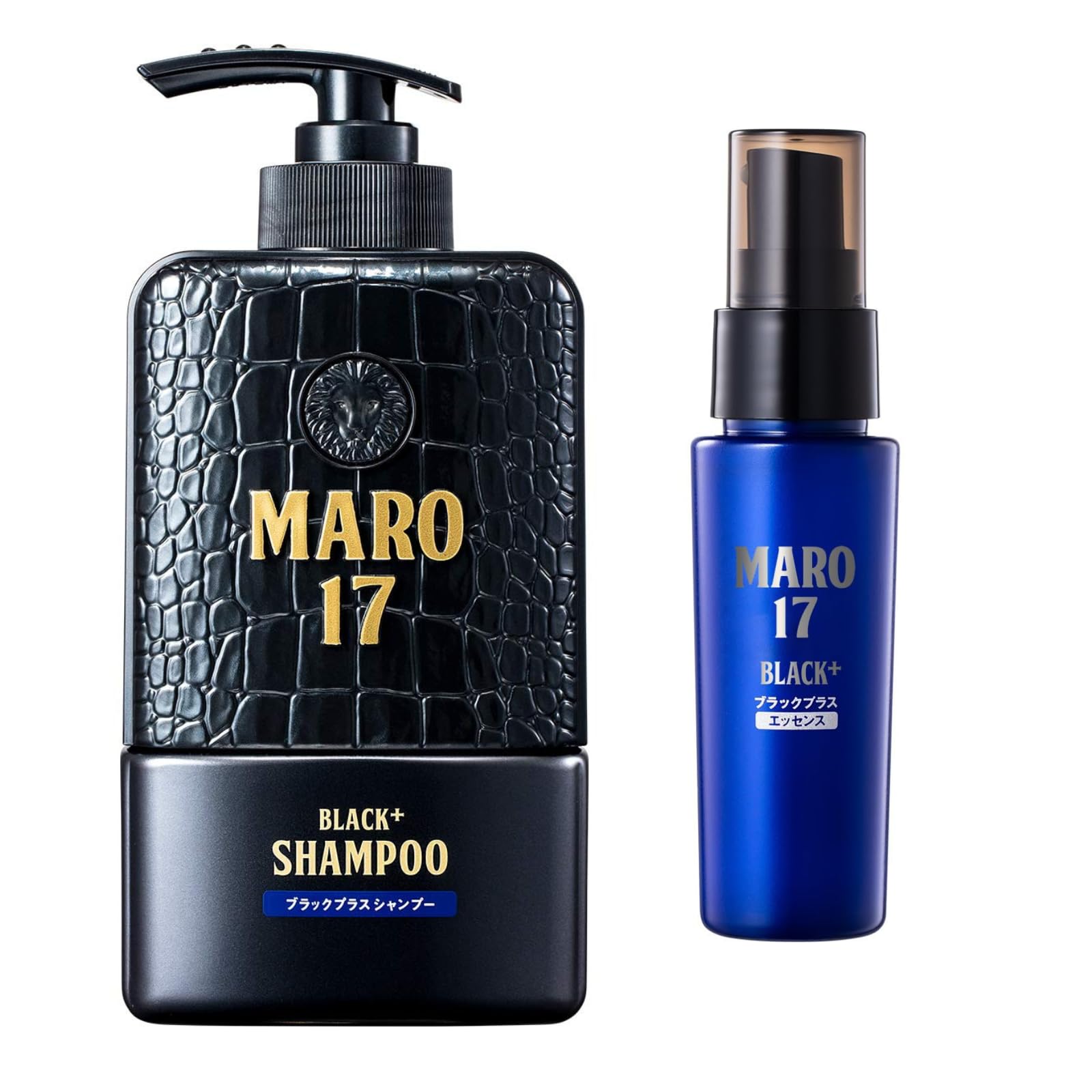MARO Black+ Anti-Gray Shampoo (11.6 oz) & Black+ Essence (1.7 oz) w/Apple Stem Cells & Bamboo Apical Cells to Promote Fuller, Stronger & Healthier Hair, Reverse Grey Hair, & Remove Clogged Pores