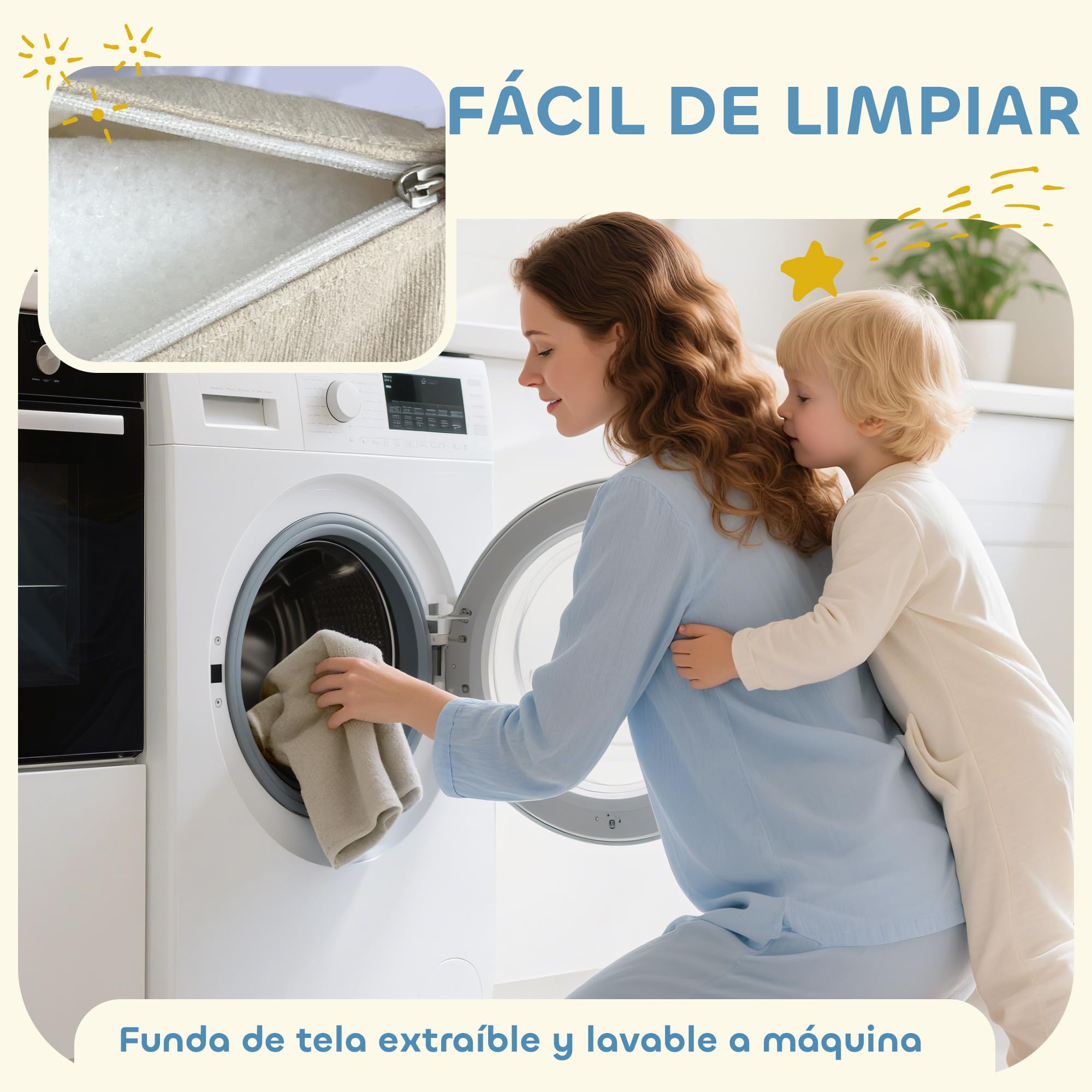 AIYAPLAY Juego de 7 Bloques de Espuma para Niños, Bloques de Psicomotricidad con Fundas de Pana Desmontables, Set de Escalada para Gatear y Escalar en Interior, Multicolor