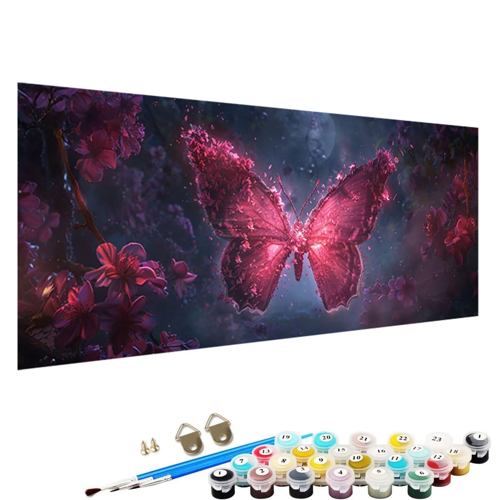 Malowanie po numerach, zestaw do malowania dla dzieci, motyl pomysł na prezent dla dziecka i dziewczynki w wieku 9 lat, 100 x 200 cm malowanie według numerów dzieci dorośli z 3 pędzlami malowanie