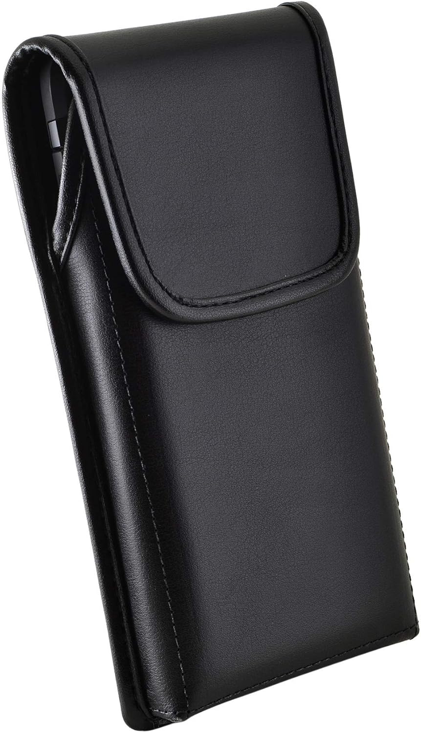 Galaxy S10+ Plus Belt Case, Turtleback Vertical Galaxy S10+ Plus Holster, Black Leather Pouch with Heavy Duty Rotating Belt Clip,