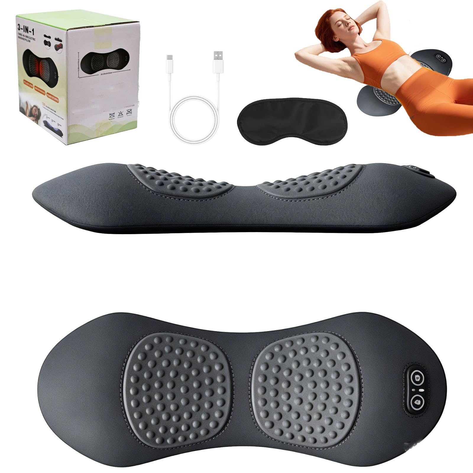 Somnix Pro Masajeador Terapéutico Triple Fusión — El Nuevo Masajeador Lumbar Somnix 2026 Cojín De Soporte Lumbar Ergonómico Spinal Ease Integra Funciones De Calor Y Masaje Vida Cotidiana (Negro)