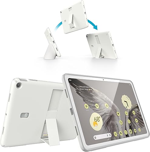 Miniatura 1 de Speck StandyShell - Carcasa y soporte para tablet Google Pixel, color blanco y plateado sereno