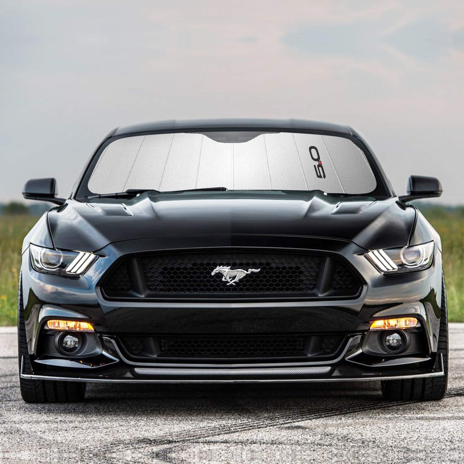 IPick Universal Stand-Up Windshield Sun Shade - 55.5" X 27", Fits Ford Mustang GT & Most Cars, 7-Layer Heat Reflective - View #12