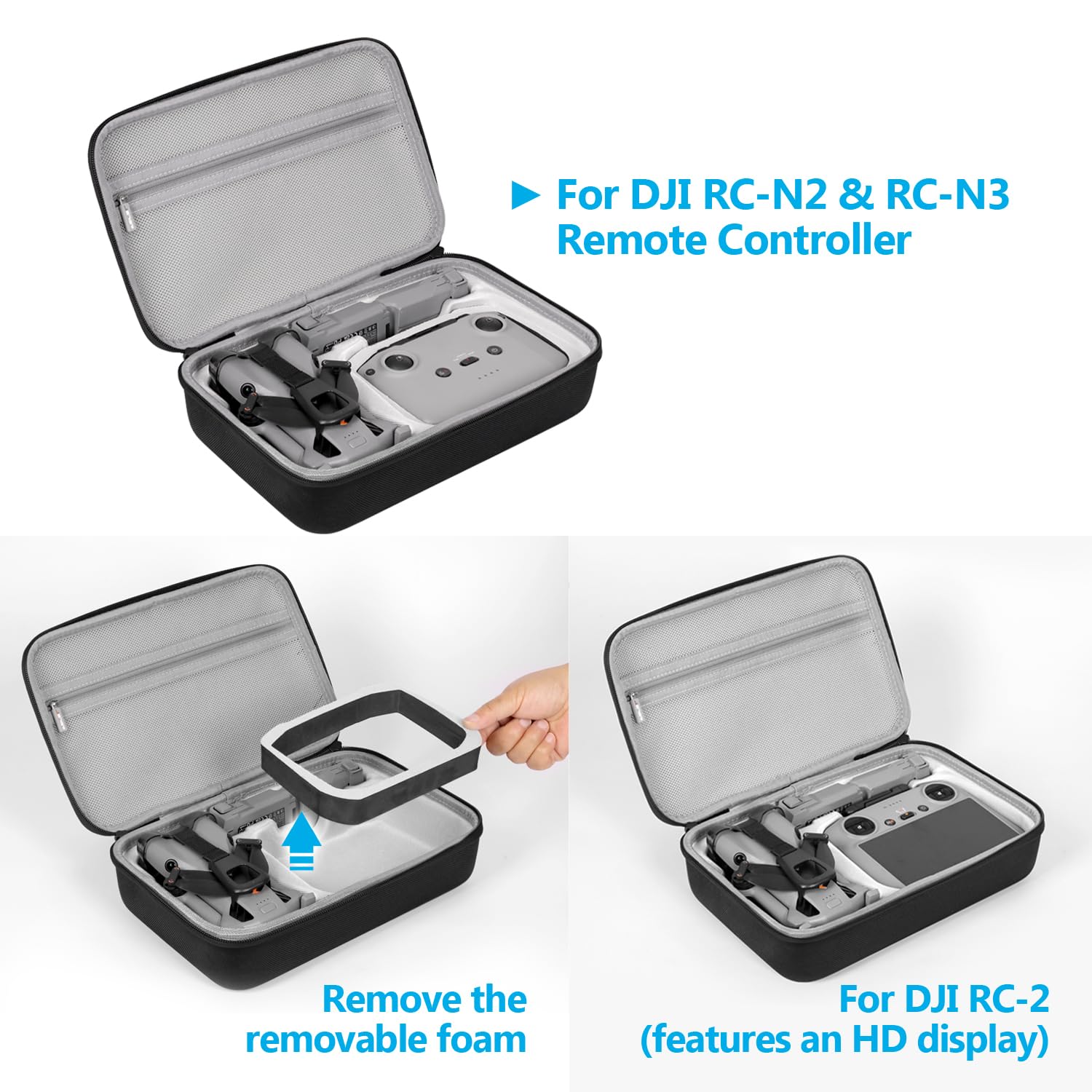 JSVER Mini 5 Pro Étui Portable EVA Dure Cas Voyage pour DJI Mini 5 Pro Sac de Transport pour DJI Drone Housse pour RC 2/RC-N3 Contrôleur Fly More Combo Accessoires-Noir