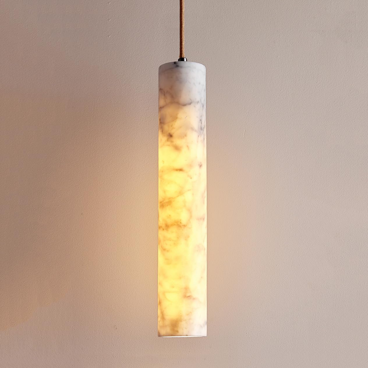 SWEMOPP Natural Alabaster Glass Light Pendant for Kitchen Island Sink Nordic Modern Linear Chandelier White Marble Long Tube Ceiling Hanging Lamp for