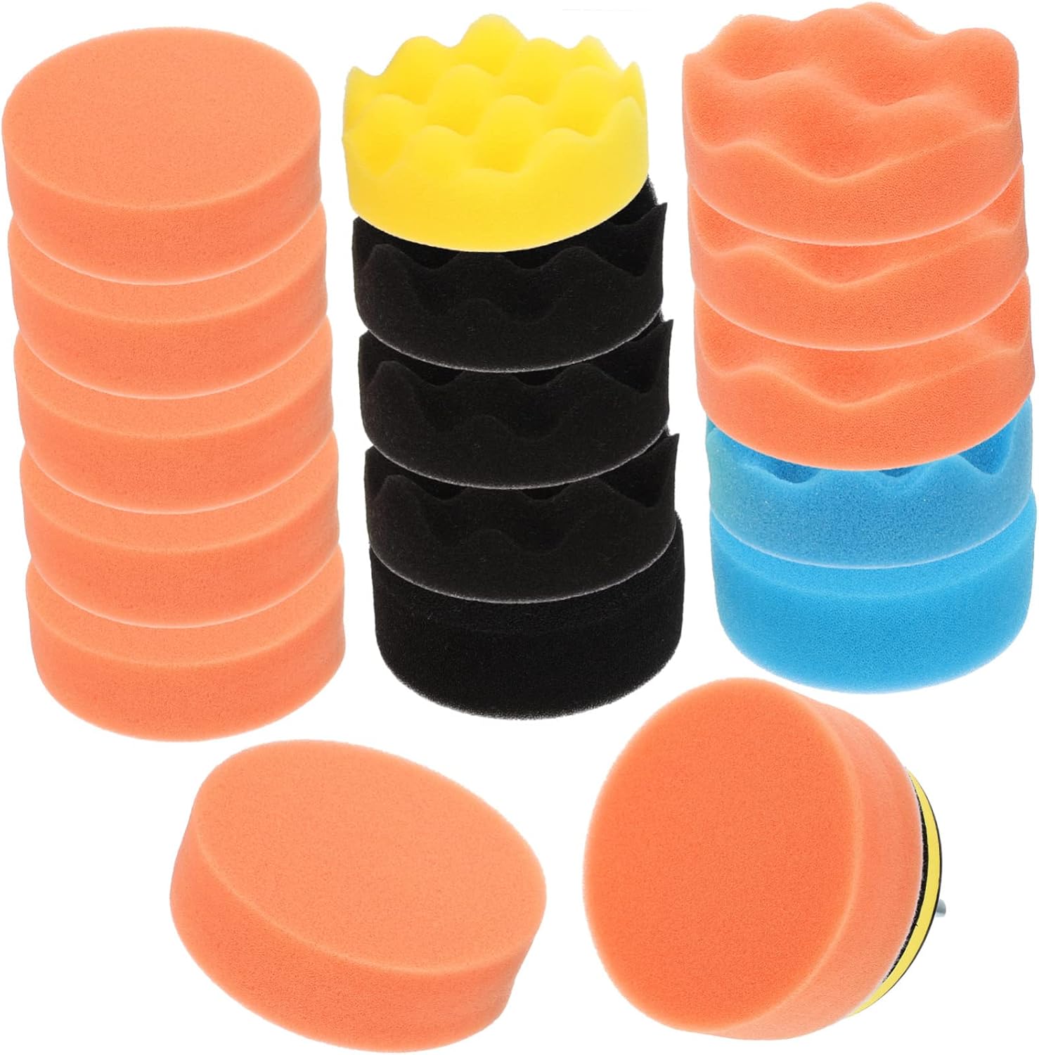 ABOOFAN Car Wash Sponge Pad Set 19-Piece Car Polishing and Waxing Kit Soft Sponge Tool