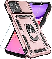Vista 25 de Funda para teléfono SunStory para iPhone 11 con protector de pantalla HD y cubierta deslizante para la cámara y soporte giratorio con anillo