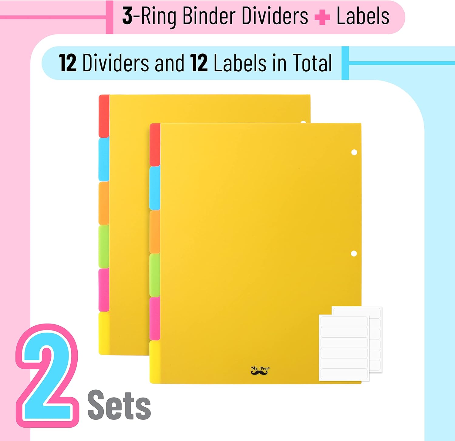 Mr. Pen- Dividers for 3 Ring Binder, 2 Sets, 6 Pack/Set, 12 pcs image 2