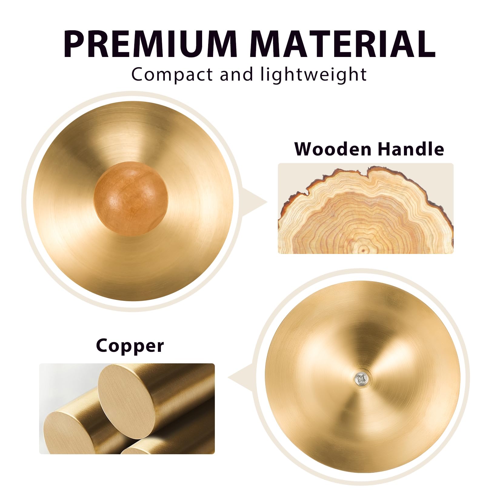 Professional Copper Finger Cymbals Pair - 3.5" (9cm) Mini Percussion for Belly Dance, Orff Instruments & Live Performances