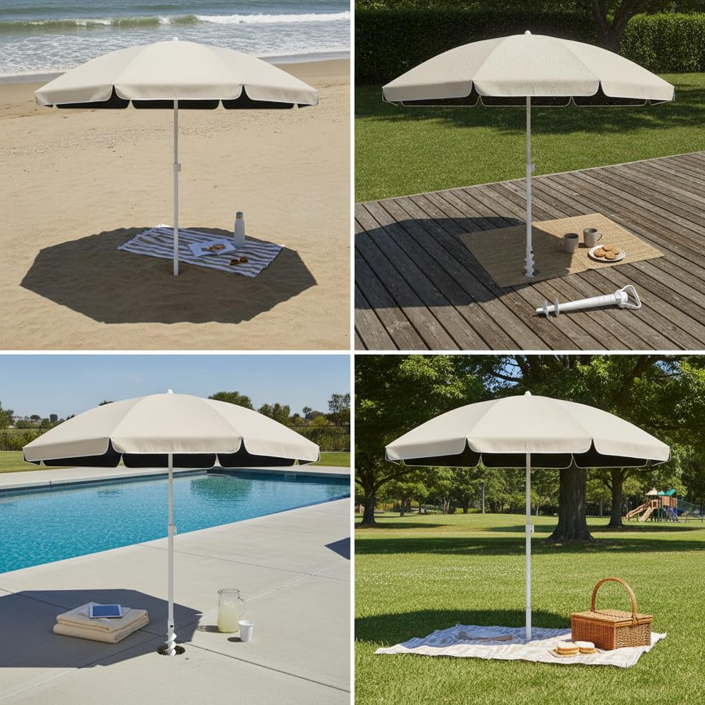 Ombrellone da Spiaggia con Protezione, Azzurro cielo