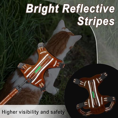 Miniatura 4 de Juego de arnés y correa para gatos para caminar, a prueba de escape, arnés para gatitos pequeños y grandes, con bolsillo para etiqueta de