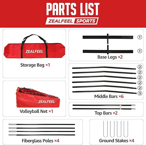 Miniatura 9 de Red de voleibol, red de entrenamiento de voleibol de 12 pies20 pies para patio trasero de altura ajustable, red de práctica portátil independiente