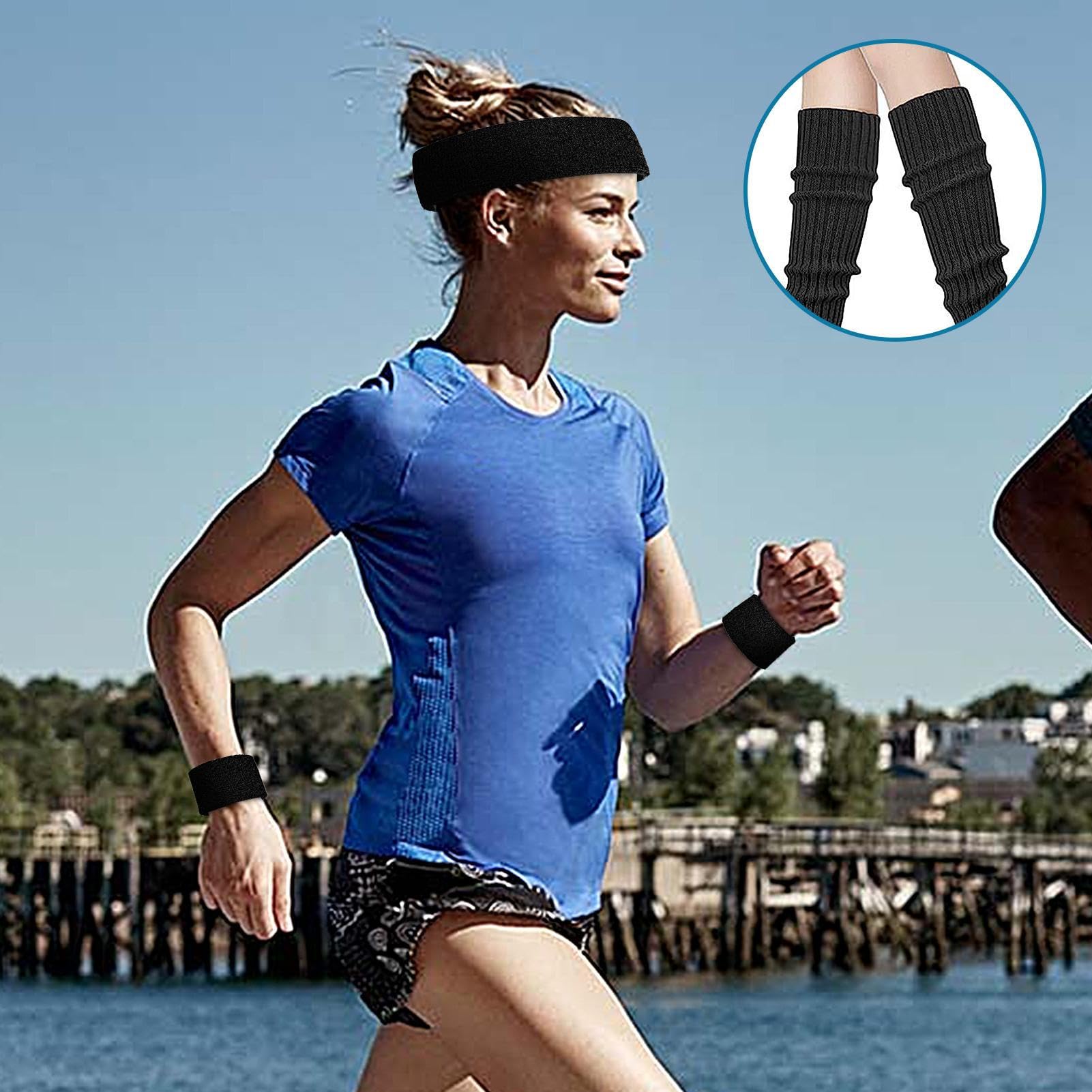 Set 9 Pezzi Fasce Sportive Neon - Antisudore Per Polso E Testa, Colorate - Foto 7