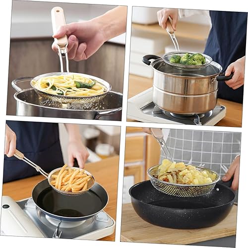 Miniatura 3 de Colador de mango largo de acero inoxidable para cocina, colador de drenaje de aceite de cocina con filtro no deformable para fideos, verduras,