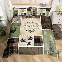 Vista 11 de Anlter - Funda de edredón matrimonial, juego de ropa de cama de cazador de ciervos dorados para niños, adolescentes y adultos, funda de edredón