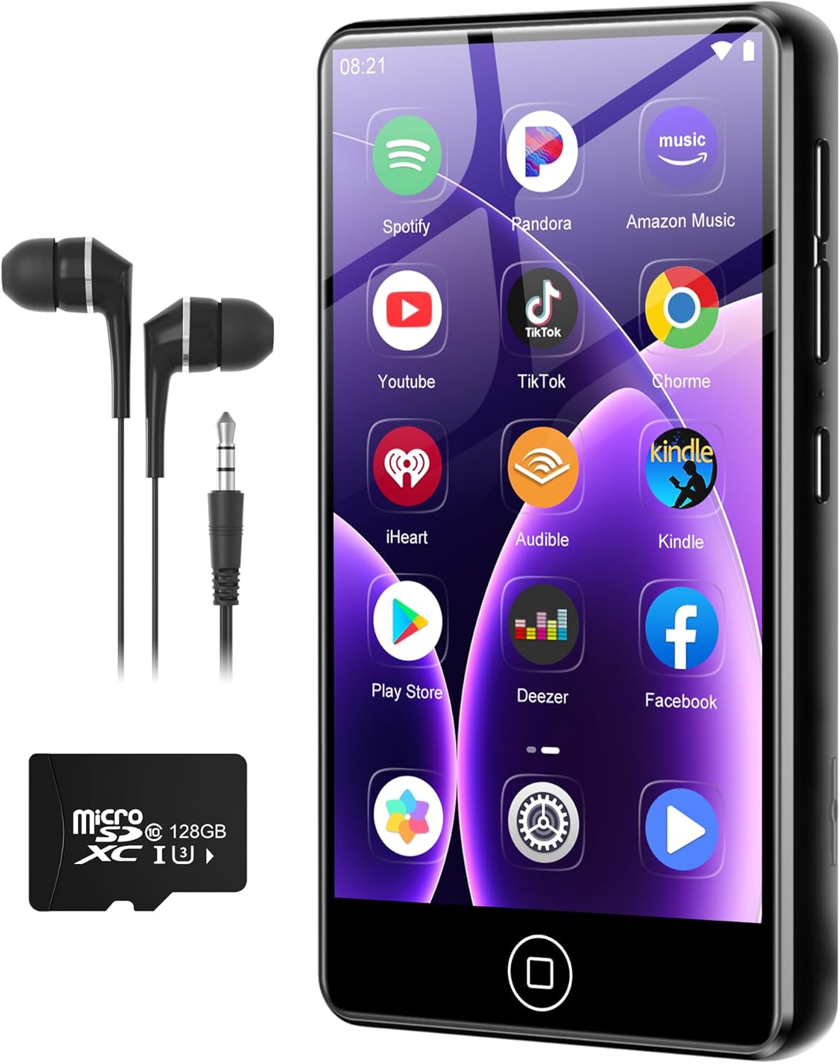 80GB MP3 Player with Bluetooth and WiFi, Android Spotify Music Player for Pandora, Amazon Music, Audible. 4.02" Touchscreen, Speaker, Supports Play Store,Up to 512GB