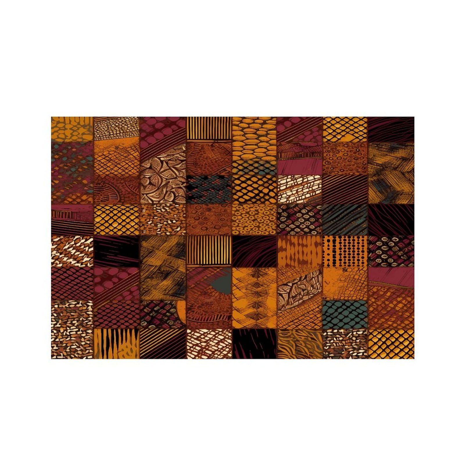 African Style Patchwork Placemats Non-Slip Heat Resistant Table Mats Flax Washable Cloth Place Mats Easy to Clean Premium Placemat for Kitchen Dining Table Decor Party Outdoor