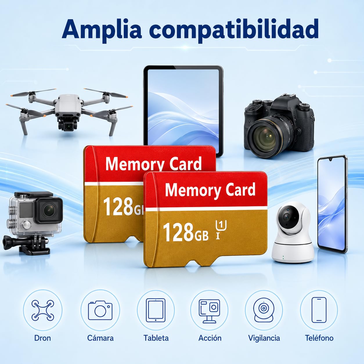 2 Pack Tarjeta TF 128GB Tarjeta de Memoria de Alta Velocidad Memory Card para Cámaras, Smartphones, Cámara de Tablero, Tabletas