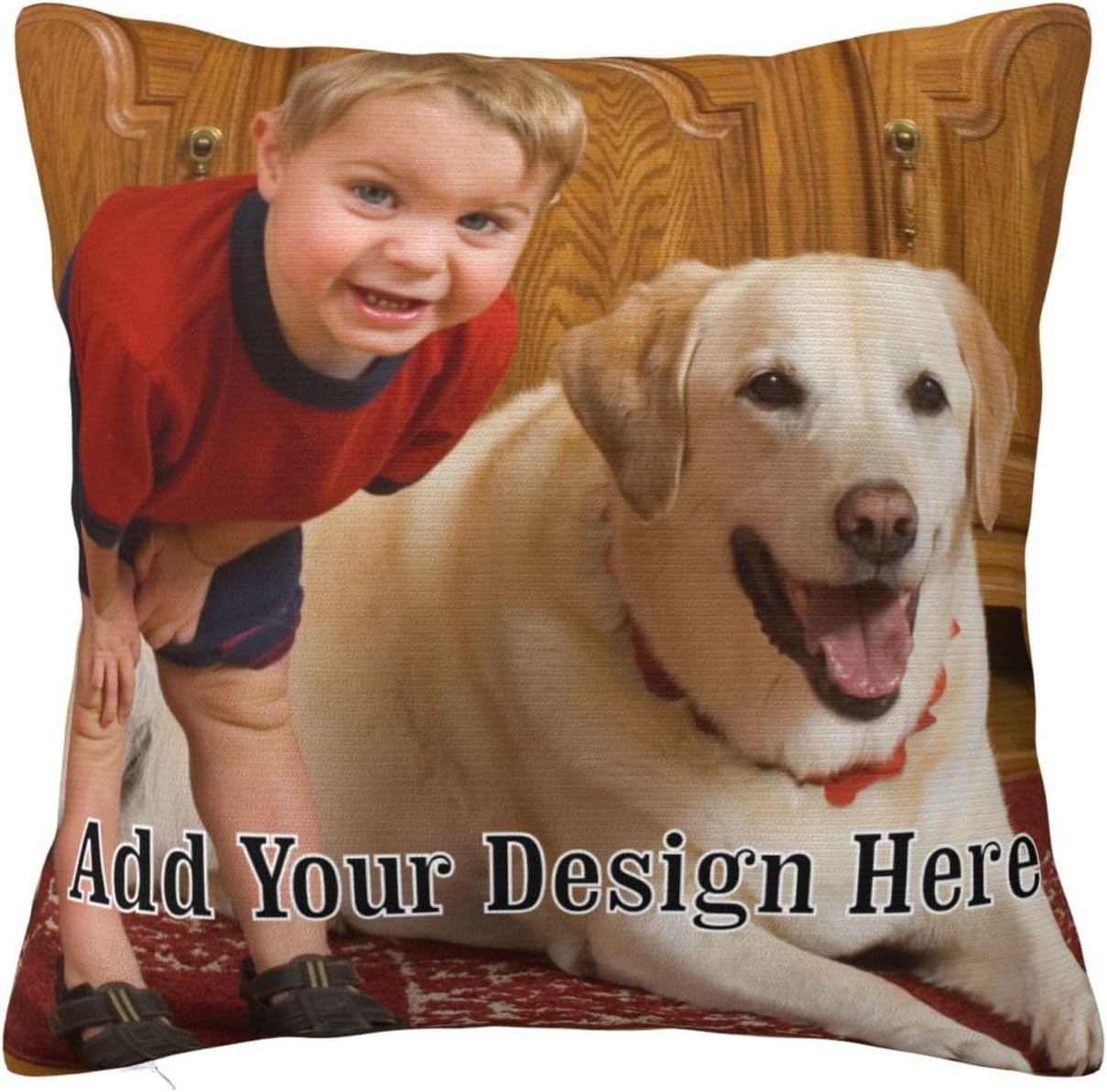 Personalized Pillowcase Add Your Design Custom Pillow Case with Picture Text Logo Customize Pillow Cover Gift for Father Mother Friends Two-Sides Printed Cushion Covers, 16"x16"