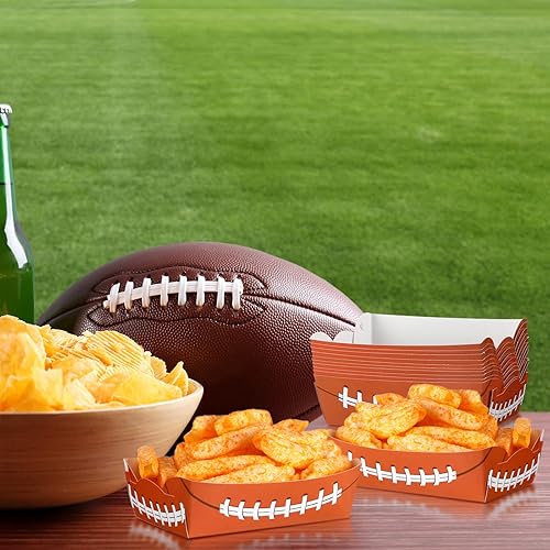 Miniatura 5 de Hoolerry Decoraciones de fiesta de fútbol de 2 libras, platos de fútbol desechables, botes de alimentos, bandejas para servir, fiestas deportivas,