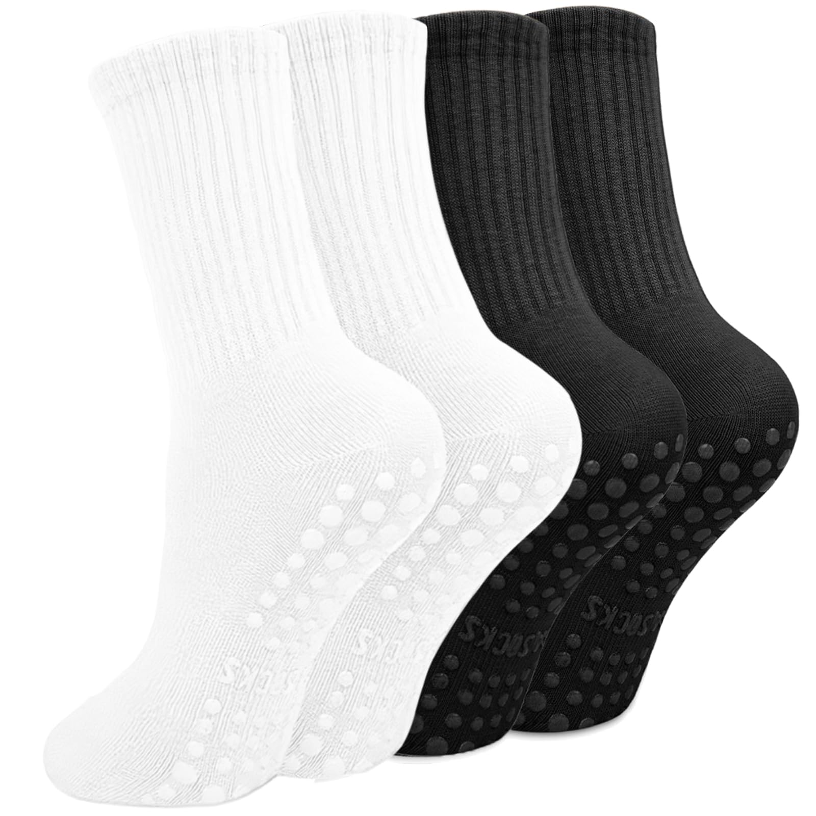 Yikki 4 Paar Pilates Socken Damen, Reformer-Yoga Socken | Rutschfeste weiche für Tanz, Fitness, Fitnessstudio, Ballett, Trampolin, Heim- und Krankenhaus, Einheitsgröße, 35-42