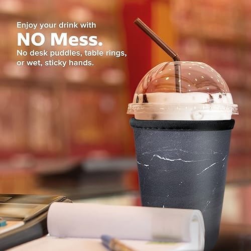 Miniatura 5 de Calla - Funda para café helado funda de neopreno para bebidas frías reutilizable para tus bebidas favoritas mármol negro