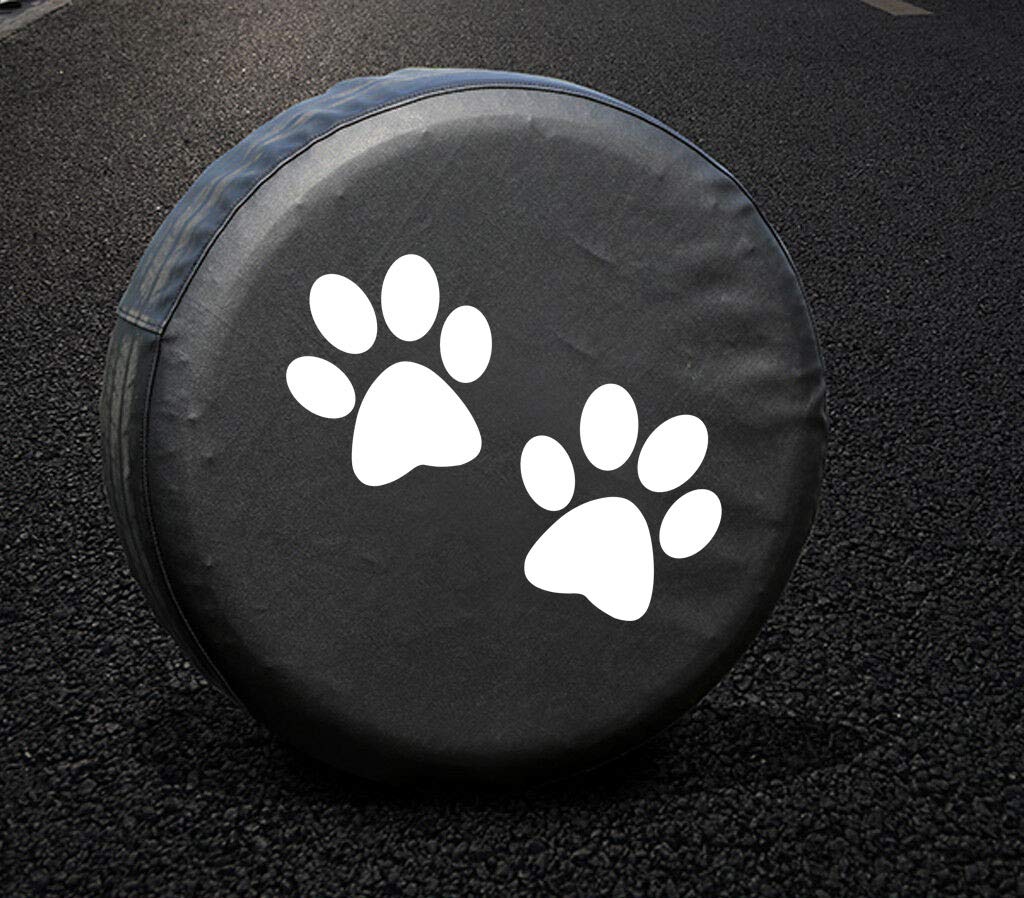 Spare Tire Cover,Weatherproof Vinyl Leather Wheel Cover for Jeep Wrangler Sahara,Hummer H3,Toyota FJ,Trailer, RV, SUV, Truck (32"-33" Paw Print)