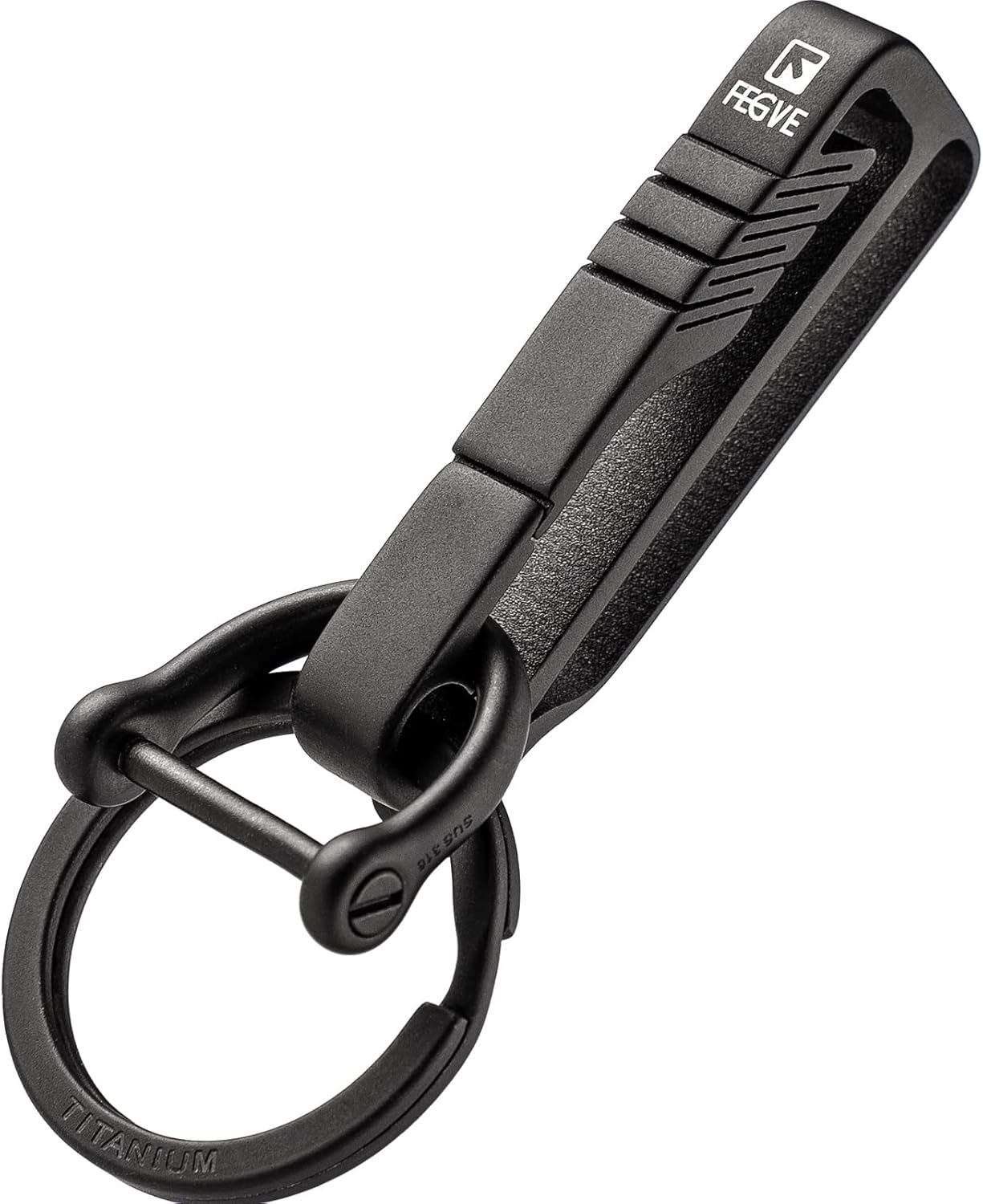 FEGVE Belt Clip with Detachable Titanium Key Ring and D