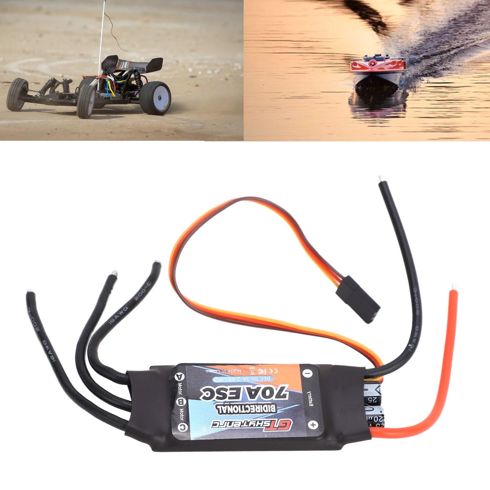 Contrôleur ESC Sans Balai 70A Pour Bateau RC – Plug And Play, Marche Arrière Directe, Composants Importés
