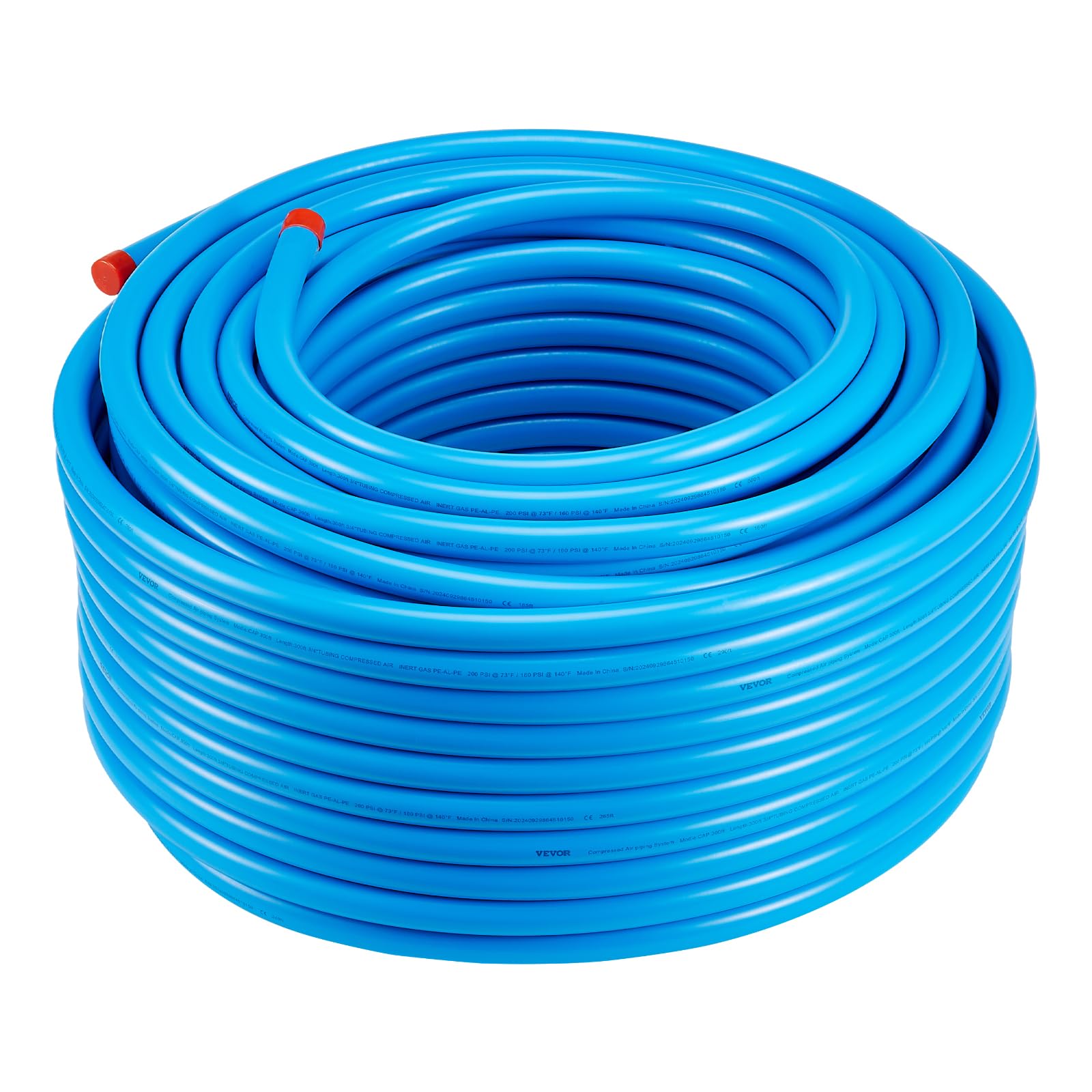 VEVOR Kit Conduite de Compresseur d'Air, 91,44 m x 19,05 mm, Système de Tuyauterie d'Air Comprimé en PEHD Aluminium, Étanche, Facile à Installer, Kit Tubes d'Air Comprimé pour Garages, Ateliers, Bleu