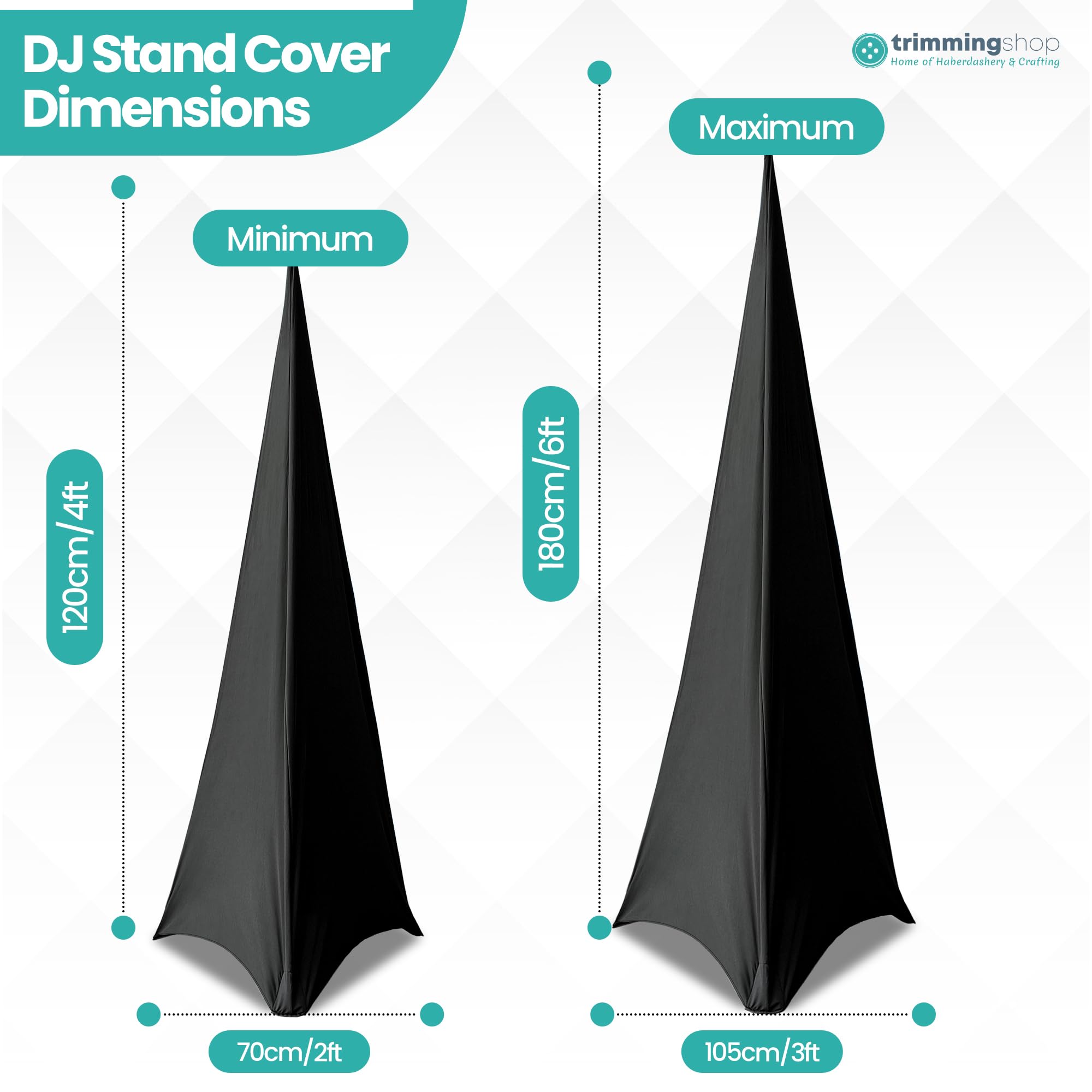 Triplo Laterale Elasticizzato Treppiedi Altoparlante Stand Cover Dj Scrim Nero 1pc