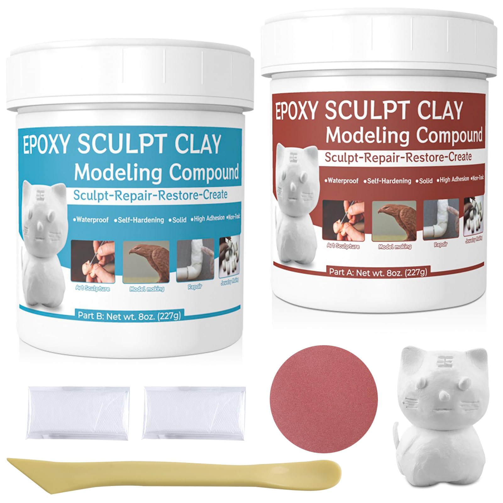 Epoxy Sculpt Pool Putty pour fuite sous l'eau, AB pâte auto-lubrifiante pour modeler, modeler, réparer, remplissage, métal, bois, carrelage, céramique blanche