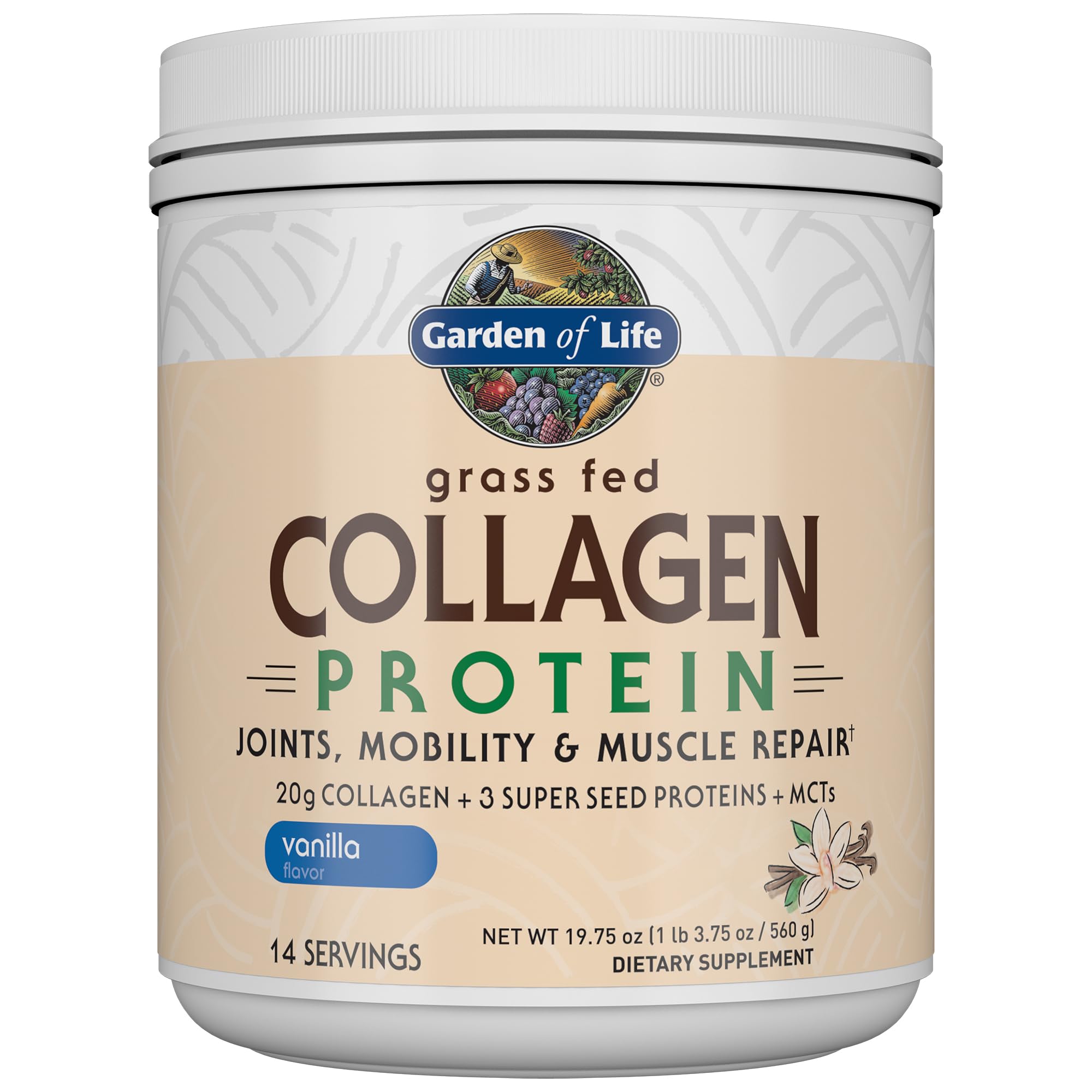 Garden of Life Proteína de Colágeno em Pó, Baunilha, 14 porções, 560 g