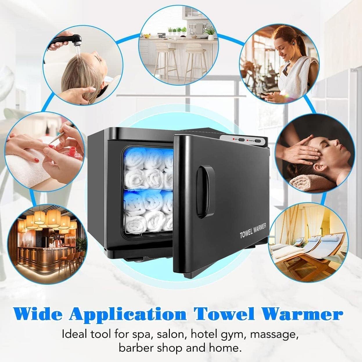 Handtuchsterilisator Und Heizung Uv-sterilisator Desinfektion Multi-in-1 Elektrischer Dampfsterilisator Hochtemperatur-Gesichts-spa Schönheitssalon Hotel Home Barber Shop, Black, 23L
