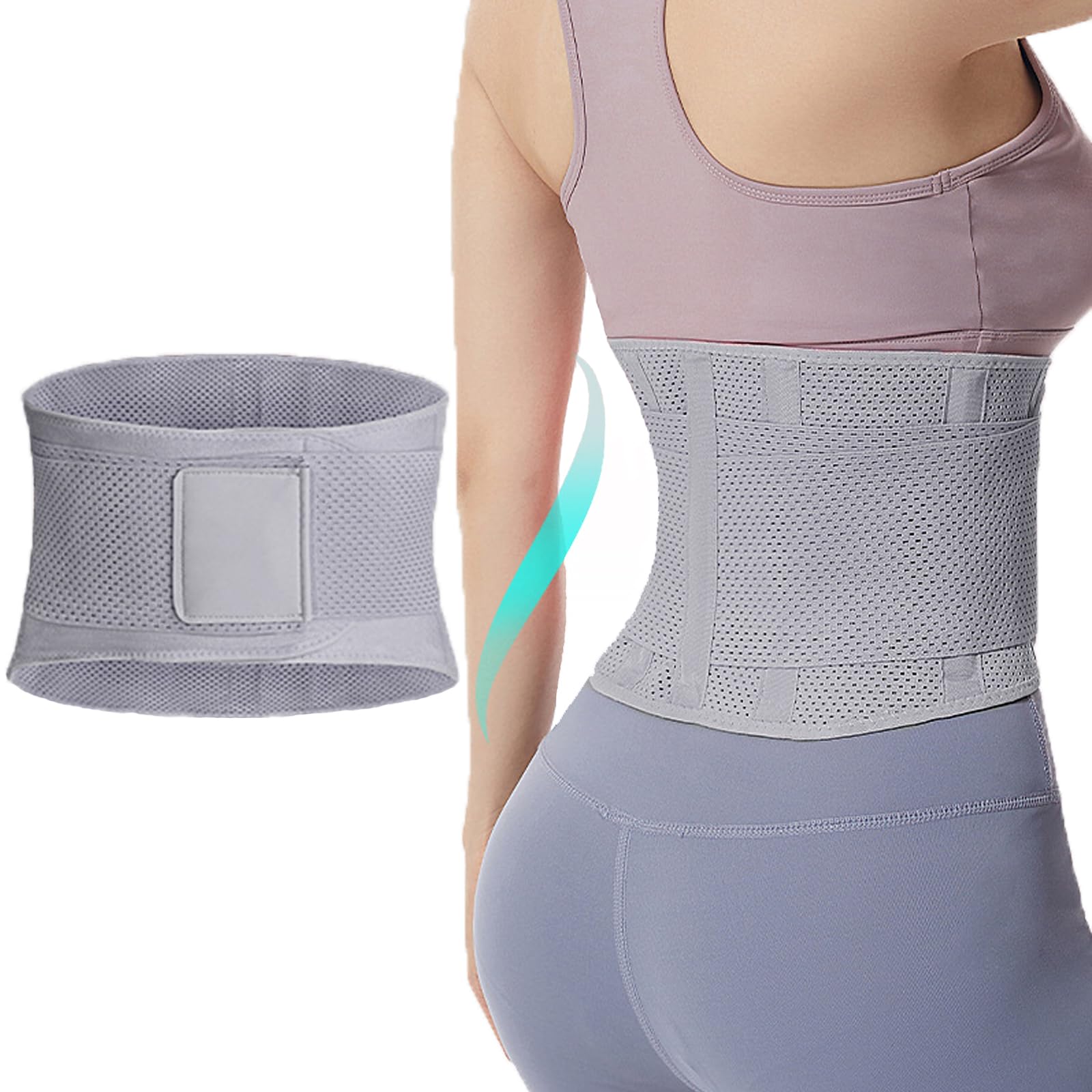 Cinlitek Breathable Lumbar Support Belt for Women - Adjustable Back Brace for Lower Back Pain, Sciatica, Herniated Disc, Scoliosis, Posture Correction & Heavy Lifting at Work (Gray, Medium)