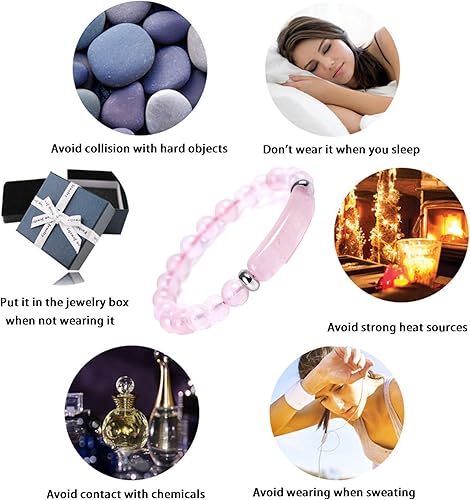 Miniatura 4 de Pulseras de piedra curativa de 0.315 in, pulsera elástica de amatista natural, pulsera elástica de jade aventurina, pulsera elástica de cuentas de