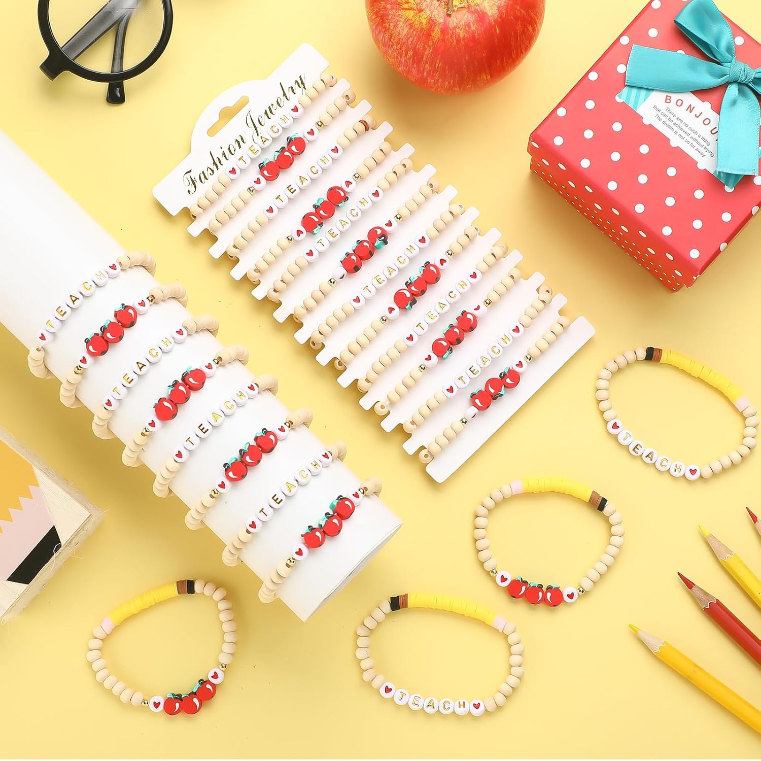 24 Pack Valentine Teacher Appreciation Gifts for Women Teacher Bracelets Thank You Gift End of The Year Graduation Back to School Thanksgiving Thank You Gifts for Teachers from Student - Image 3