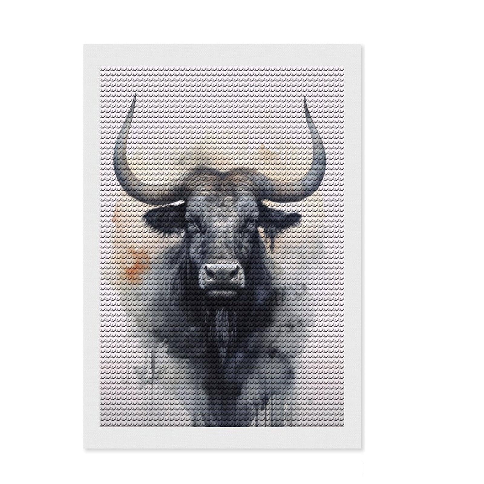 Junmoney Wildebeest Beauty Diamond Art Canvas 8"x12", Relaxing DIY Hobby, Satisfying Creative Project, Farmhouse Decor, for Women