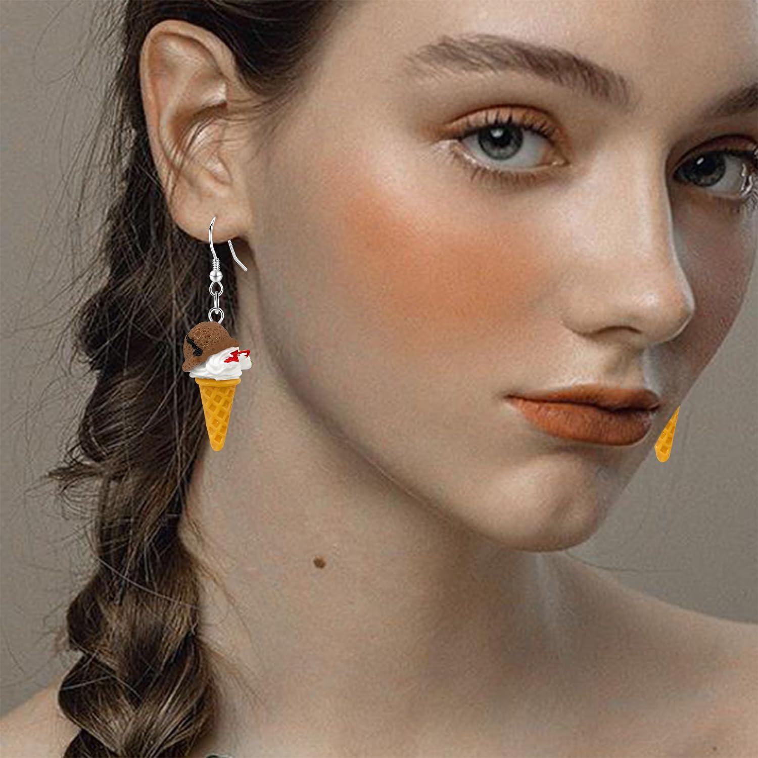 Bohemian Acrylic Simulation Ice Cream Lightweight Dangle Drop Earrings Cute Creative Colorful Food Hook Earrings For Women Jewelry Gifts - Image 3