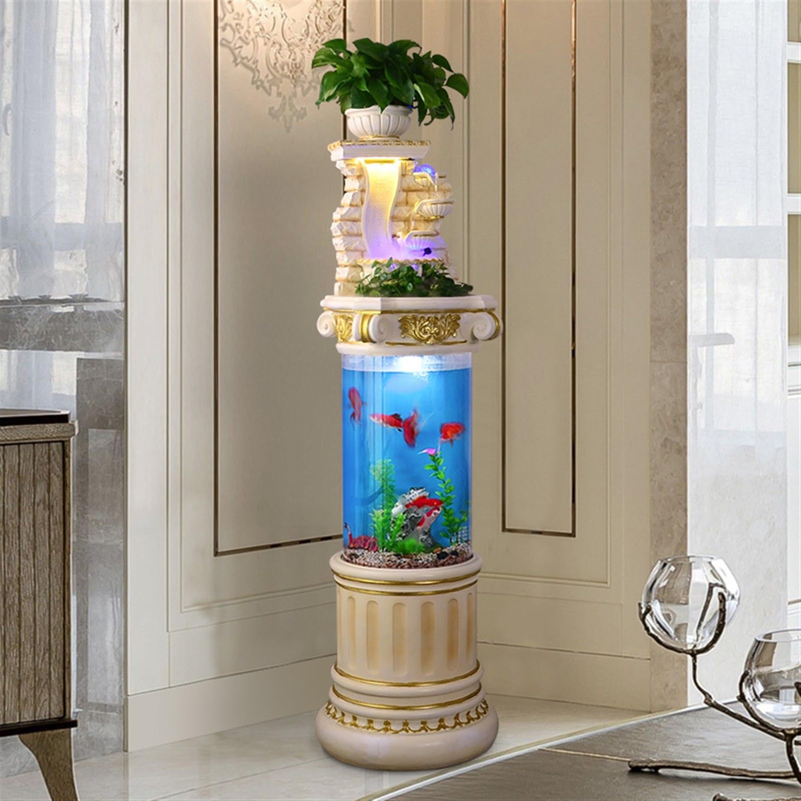 Moderne Aquarium de Jardin, Fontaine de Cascade d'eau à Circulation de Salon, décoration créative de Grand Sol for Maison, Paysage Fontaines sur Pied(S)