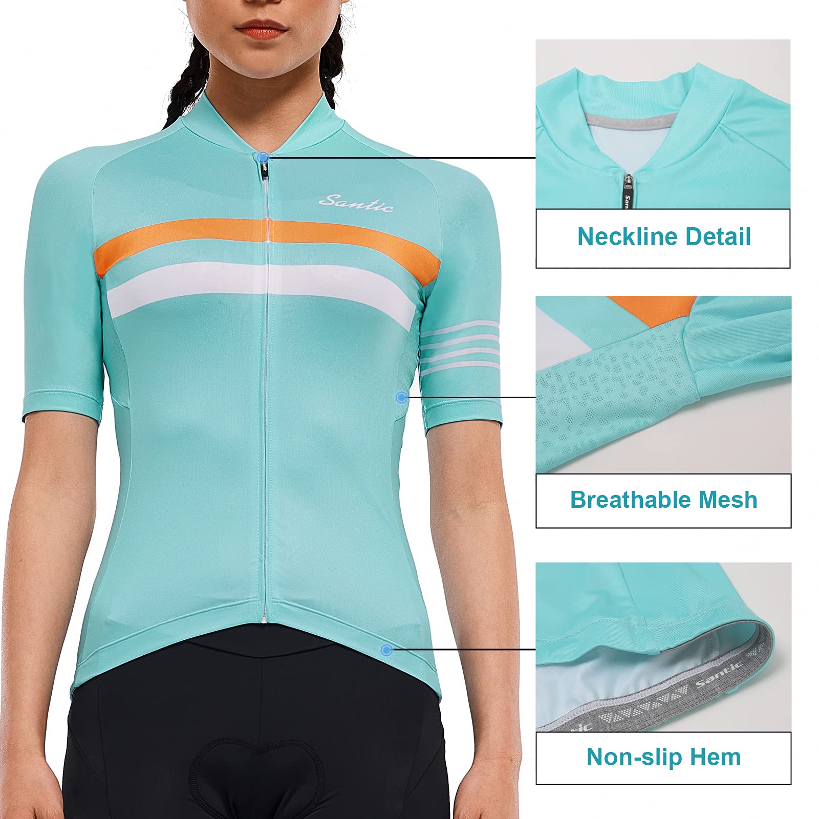 Santic Magliette Ciclismo Donna Maglia Ciclismo Donna Breve Maglietta Bicicletta Camicie Ciclismo per Donna