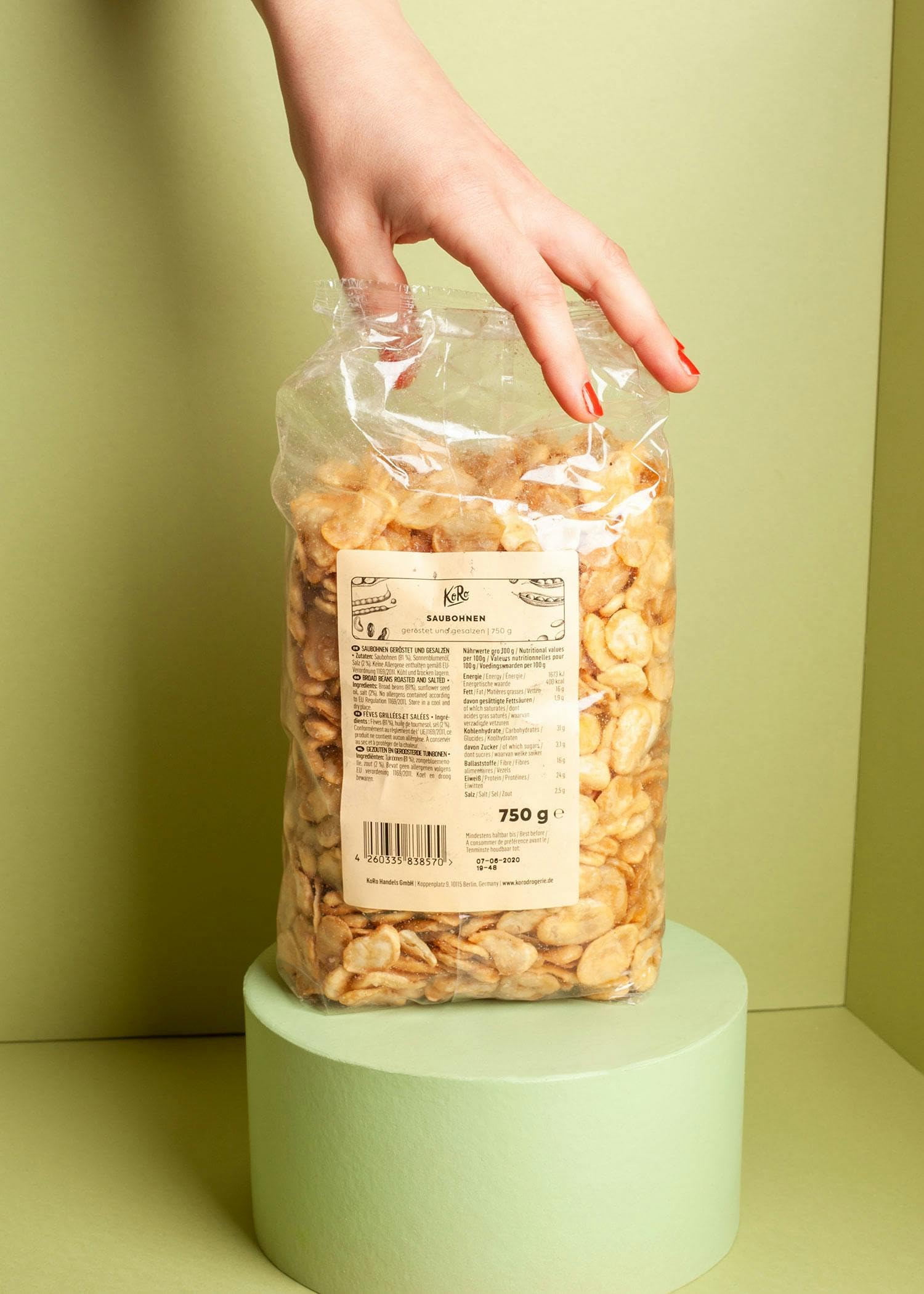 KoRo - Fèves grillées & salées 750 g - Un en-cas croustillant et peu calorique
