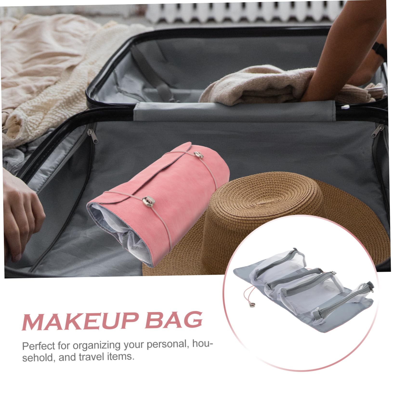 Amosfun 3stücke Reise Kosmetiktasche Mit Abnehmbarem Design Großer Faltbarer Toilettenbeutel Für Make-up Und Pflegeartikel Für Unterwegs Und Aufhängen Langlebigem Pu