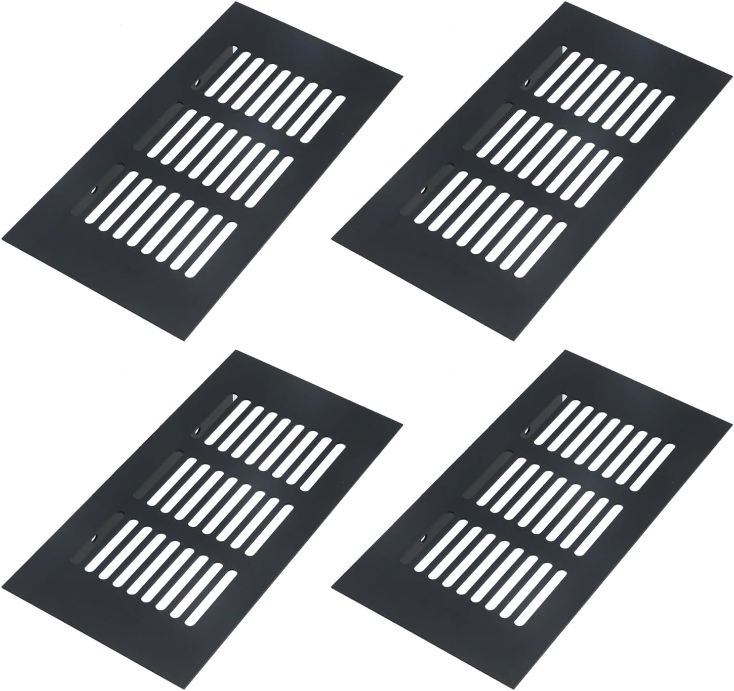 T Tulead Aluminum Alloy Rectangular Vent Air Vent Cabinet Matte Black Vent Grill (6"x3.1"x0.6",4PCS) for Cabinet,Wardrobe,Shoe Cabinet