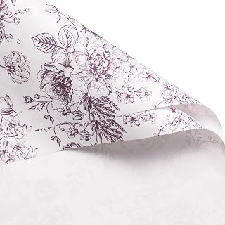 WRAPAHOLIC 20 Sheets Flower Wrapping Paper - 22.4 x 22.4 inch Dark Purple Vintage Floral Printed Water-Resistant Floral Bouquet Wrapping Paper, Florist Supplies Packaging for Wedding Birthday DIY